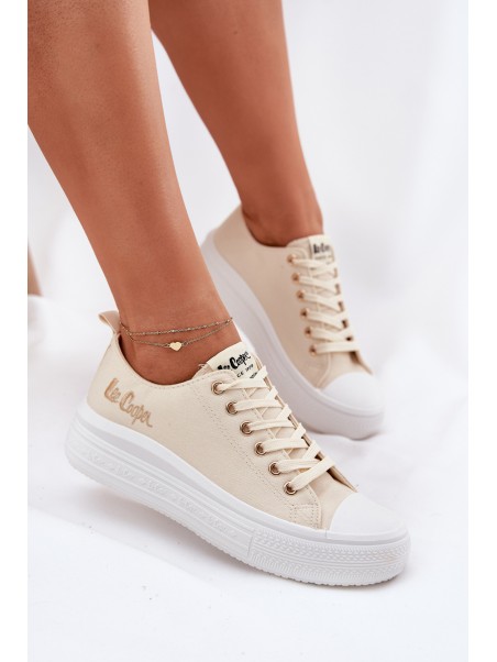 Women's Sneakers On A Platform Beige Lee Cooper LCW-24-44-2464L