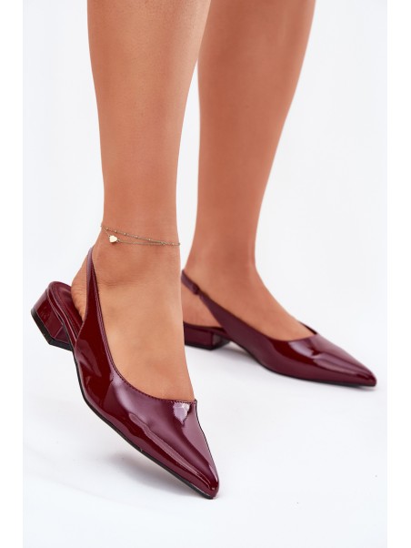 Lacquered Ballerinas On Low Heel Burgundy Testori