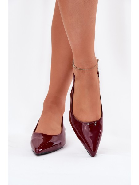 Lacquered Ballerinas On Low Heel Burgundy Testori