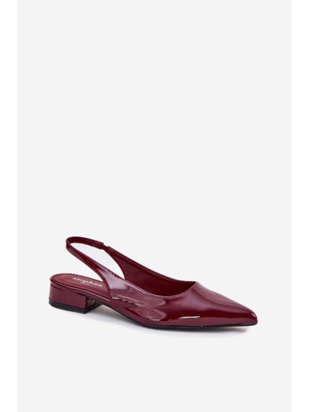 Lacquered Ballerinas On Low Heel Burgundy Testori