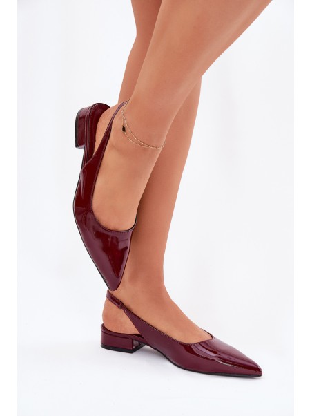 Lacquered Ballerinas On Low Heel Burgundy Testori