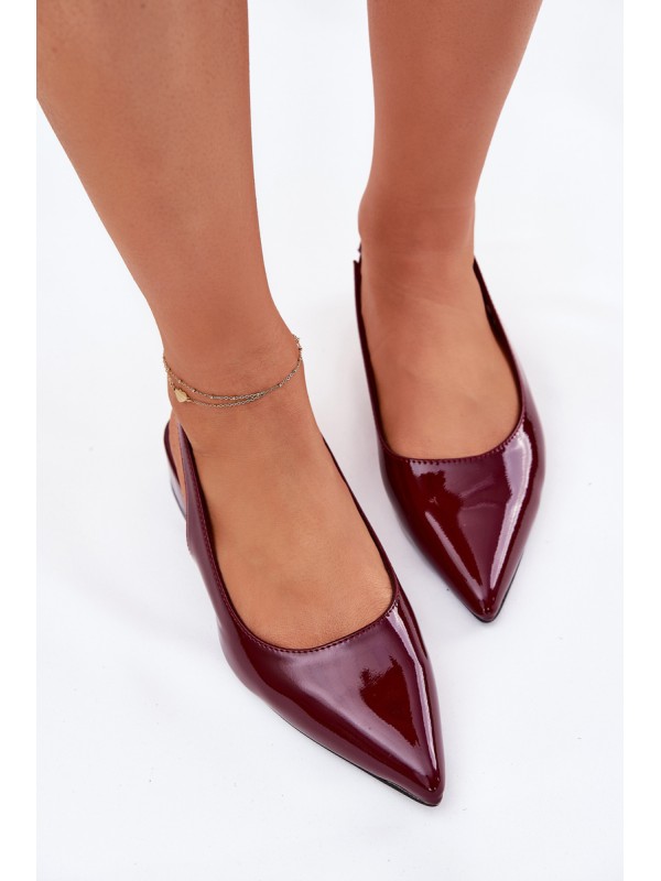 Lacquered Ballerinas On Low Heel Burgundy Testori