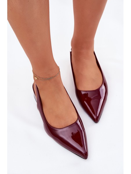 Lacquered Ballerinas On Low Heel Burgundy Testori