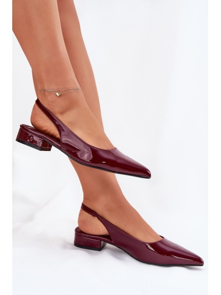 Lacquered Ballerinas On Low Heel Burgundy Testori