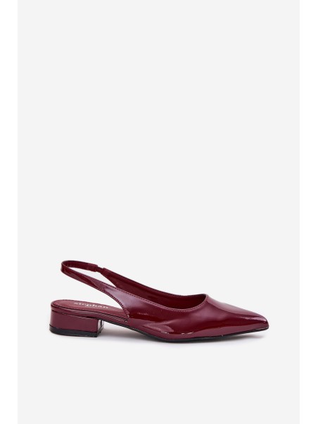 Lacquered Ballerinas On Low Heel Burgundy Testori