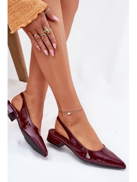 Lacquered Ballerinas On Low Heel Burgundy Testori