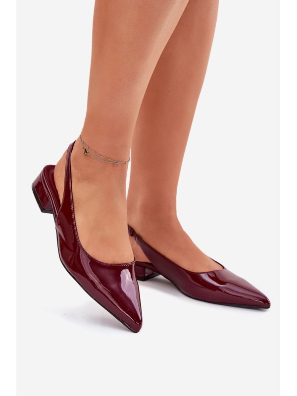 Lacquered Ballerinas On Low Heel Burgundy Testori