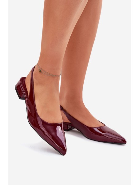 Lacquered Ballerinas On Low Heel Burgundy Testori