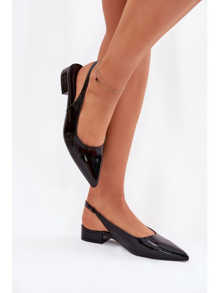 Lacquered Ballerinas On Low Heel Black Testori