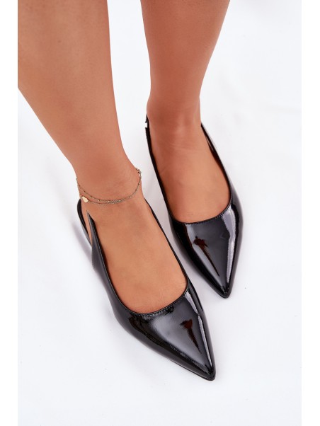 Lacquered Ballerinas On Low Heel Black Testori