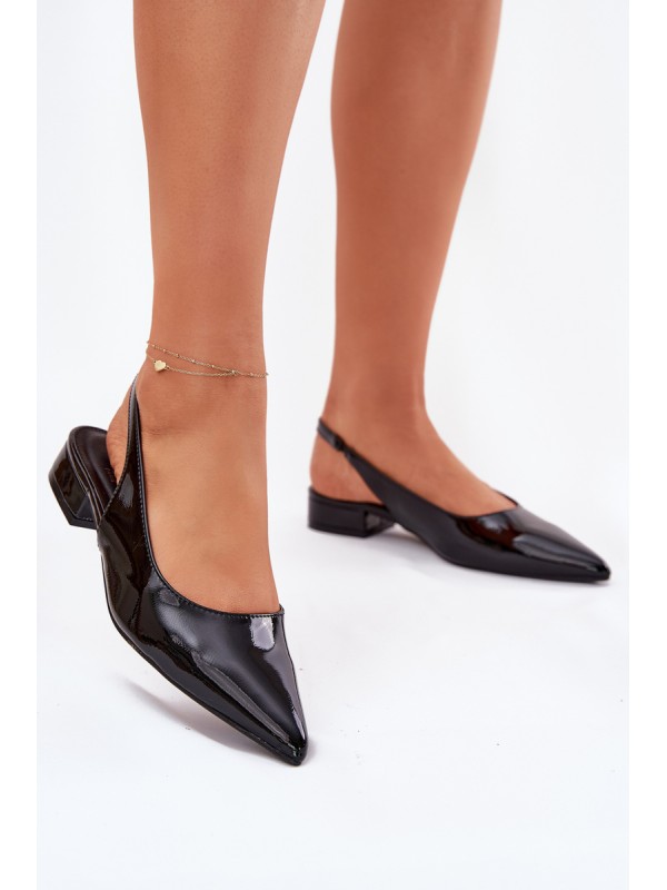 Lacquered Ballerinas On Low Heel Black Testori