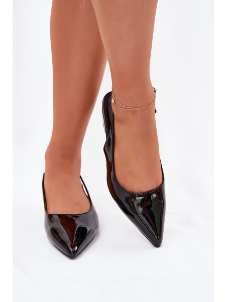 Lacquered Ballerinas On Low Heel Black Testori