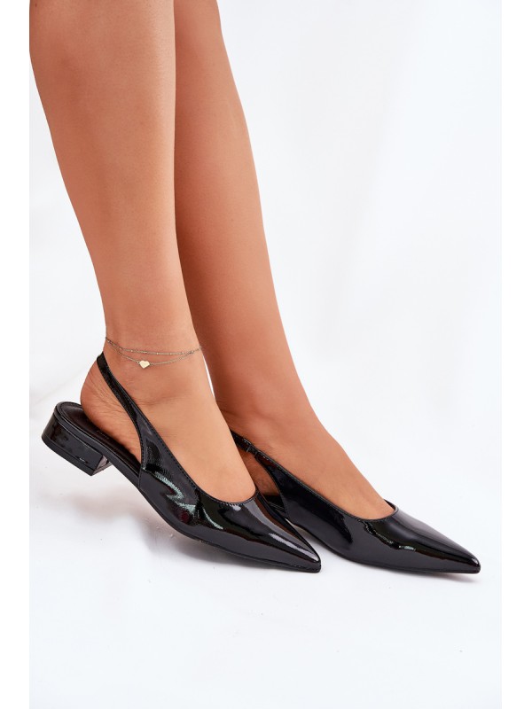 Lacquered Ballerinas On Low Heel Black Testori