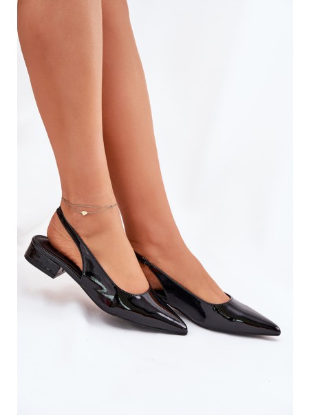 Lacquered Ballerinas On Low Heel Black Testori