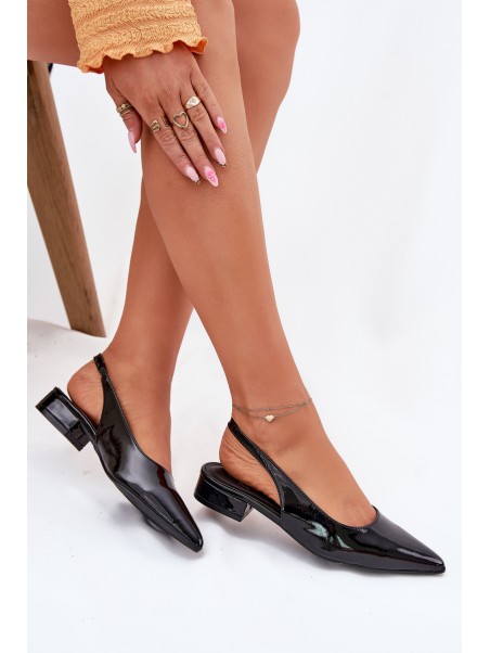 Lacquered Ballerinas On Low Heel Black Testori