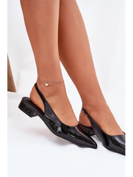 Lacquered Ballerinas On Low Heel Black Testori