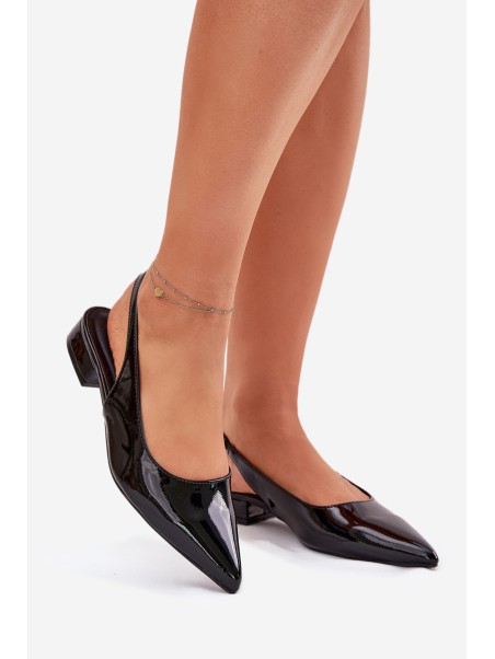 Lacquered Ballerinas On Low Heel Black Testori