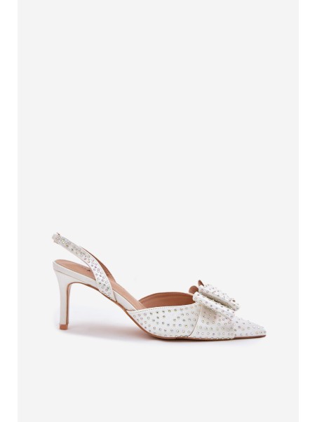 Embellished Heels With Open Back And Bow White Nilandriela