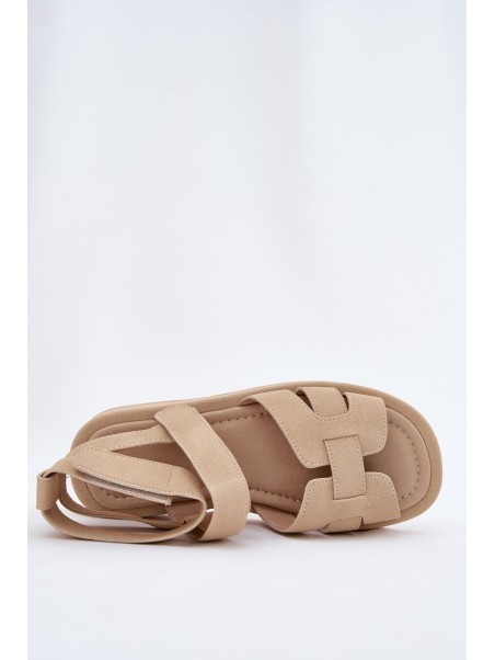 Women's Sandals With Velcro Beige Uvissa