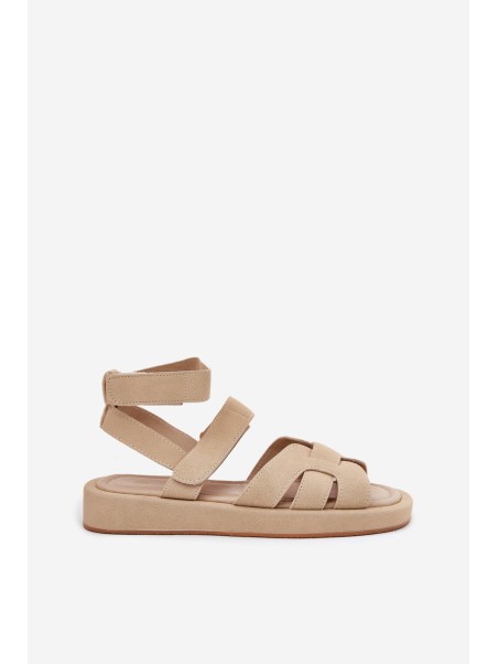 Women's Sandals With Velcro Beige Uvissa
