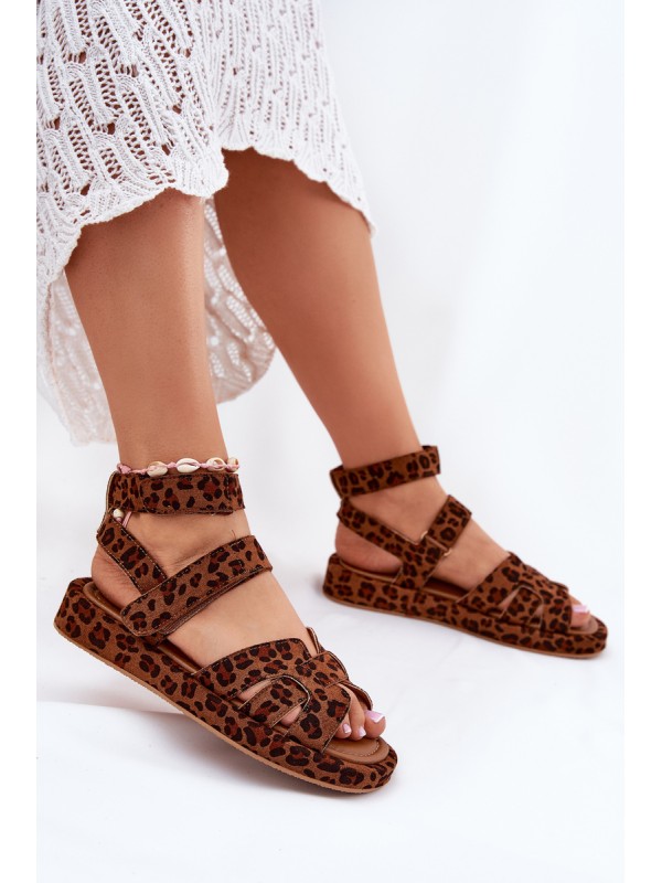 Women's sandals with Velcro leopard Uvissa