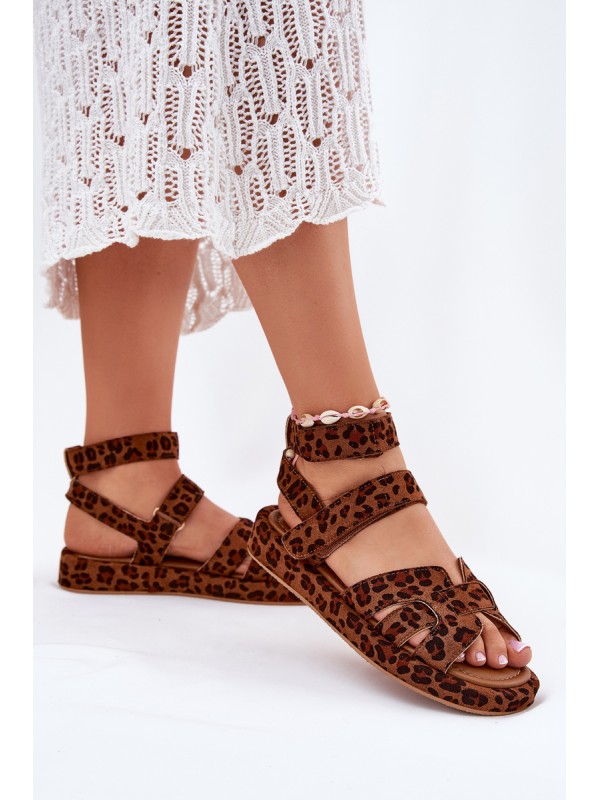 Women's sandals with Velcro leopard Uvissa