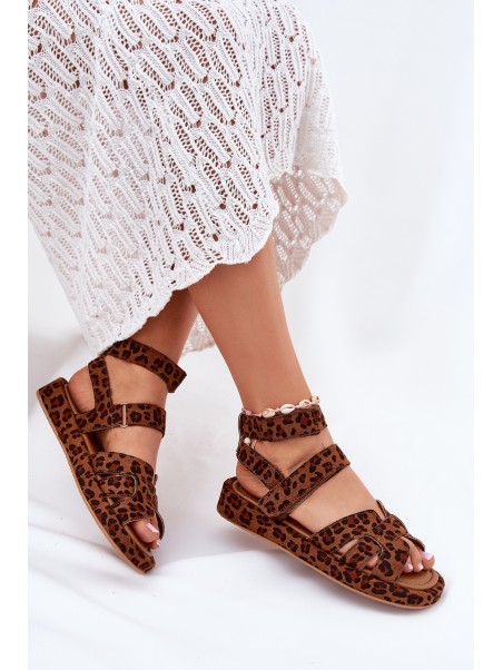 Women's sandals with Velcro leopard Uvissa