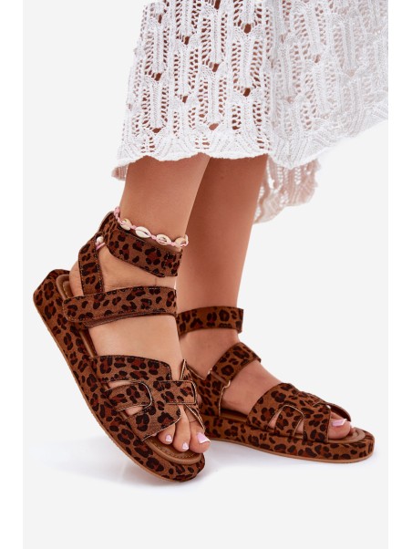 Women's sandals with Velcro leopard Uvissa