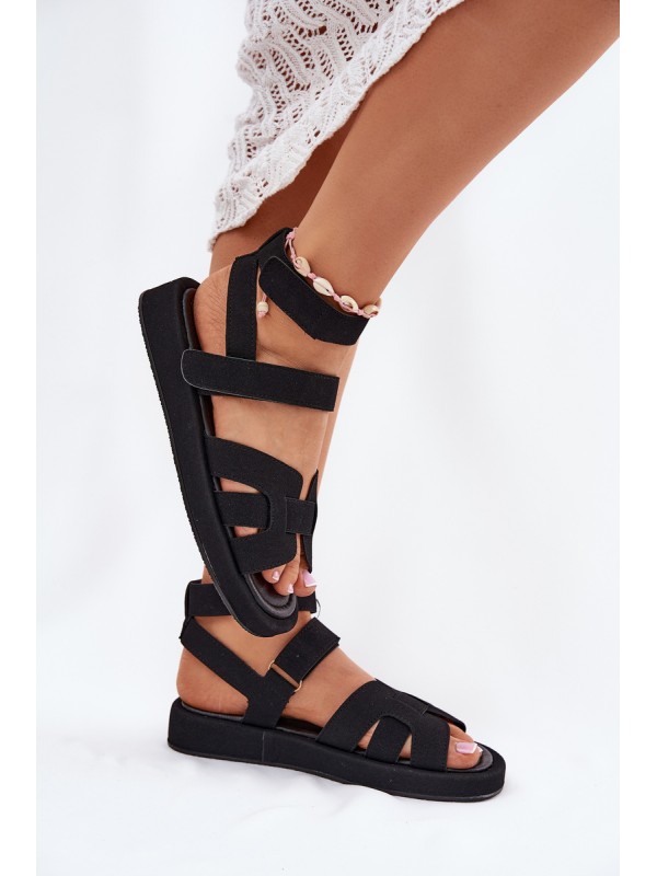 Women Sandals With Velcro Black Uvissa