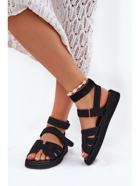 Women Sandals With Velcro Black Uvissa