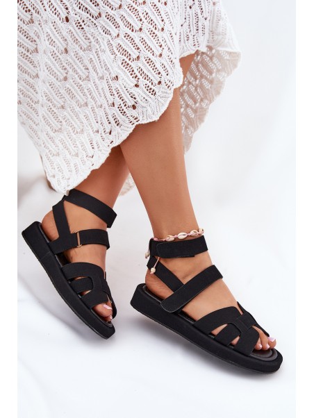 Women Sandals With Velcro Black Uvissa
