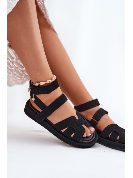 Women Sandals With Velcro Black Uvissa