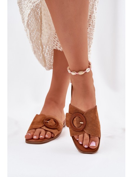Classic Women's Flat Sandals Beige Scazze