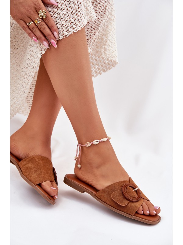 Classic Women's Flat Sandals Beige Scazze