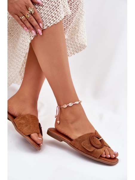 Classic Women's Flat Sandals Beige Scazze
