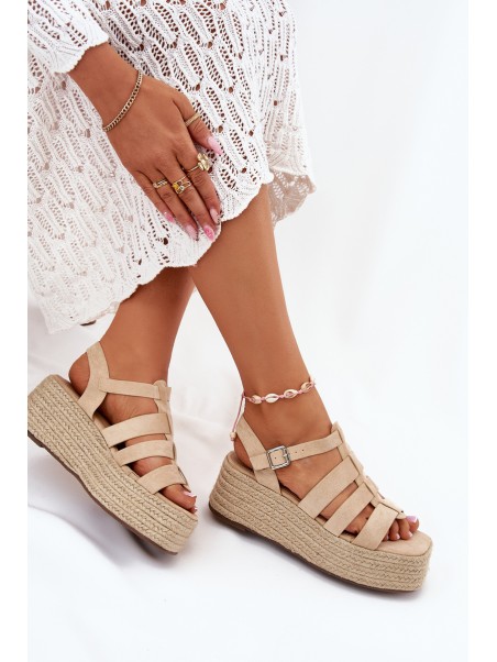 Women's Sandals With Straps And Braiding Beige Pardauss