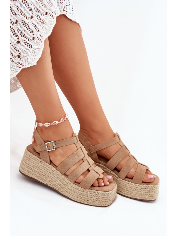 Women's Sandals With Straps And Braiding Khaki Pardauss