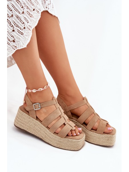 Women's Sandals With Straps And Braiding Khaki Pardauss