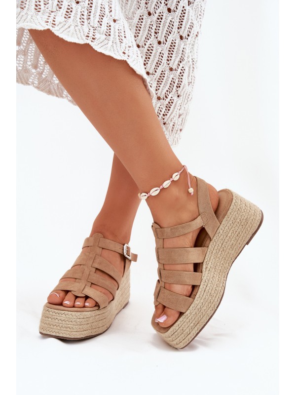 Women's Sandals With Straps And Braiding Khaki Pardauss