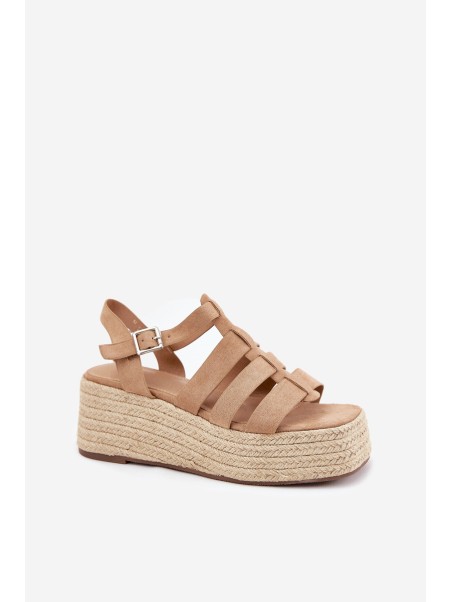 Women's Sandals With Straps And Braiding Khaki Pardauss