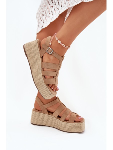 Women's Sandals With Straps And Braiding Khaki Pardauss