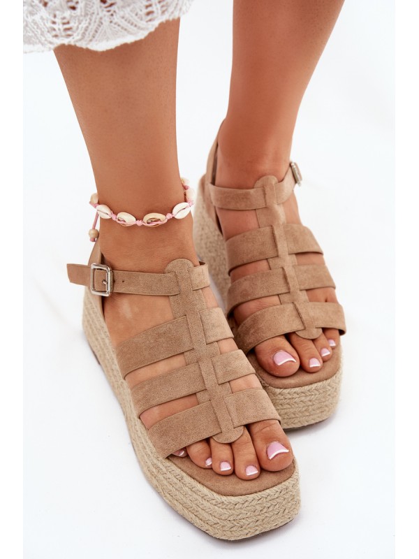 Women's Sandals With Straps And Braiding Khaki Pardauss