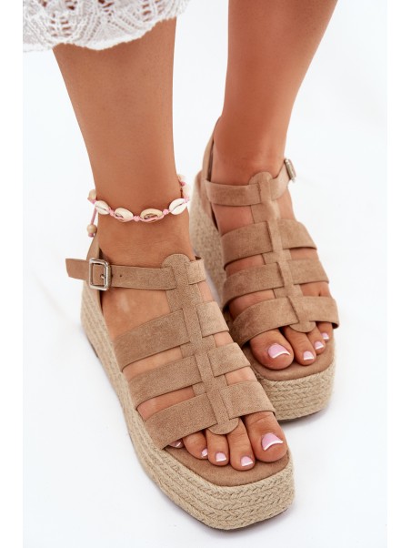 Women's Sandals With Straps And Braiding Khaki Pardauss