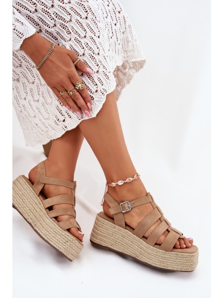 Women's Sandals With Straps And Braiding Khaki Pardauss