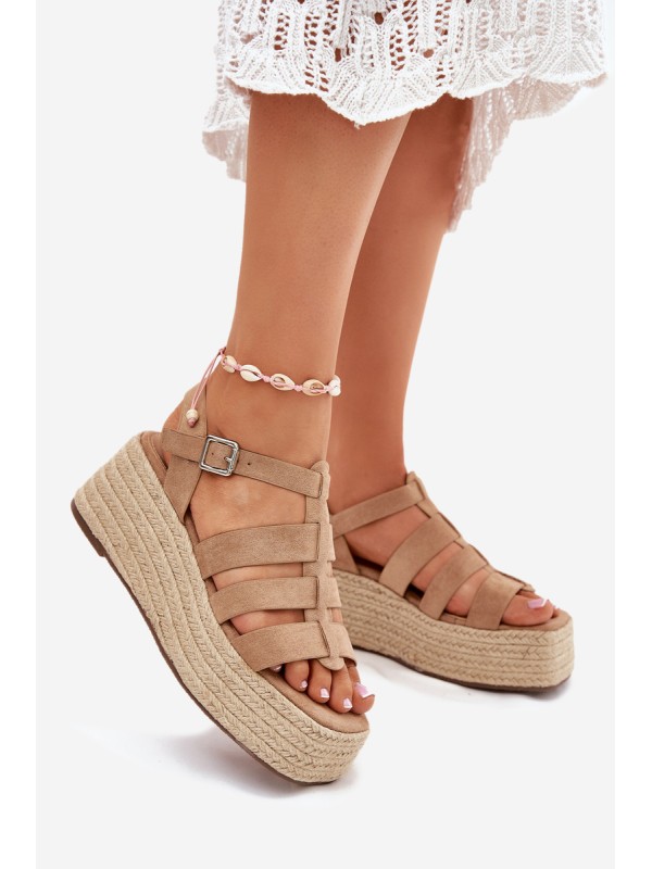 Women's Sandals With Straps And Braiding Khaki Pardauss