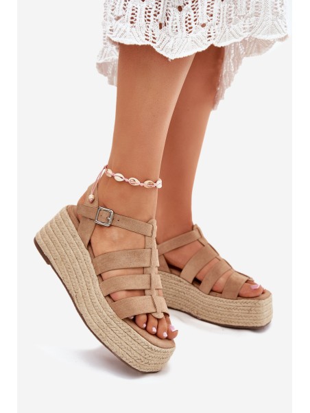 Women's Sandals With Straps And Braiding Khaki Pardauss