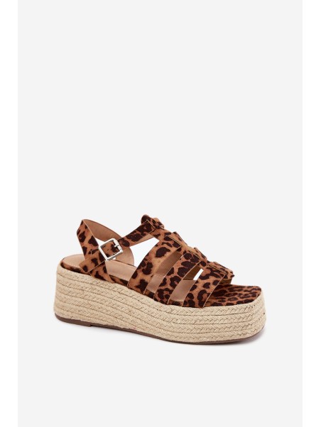Women's sandals with straps and weaving leopard Pardauss