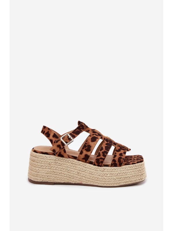 Women's sandals with straps and weaving leopard Pardauss