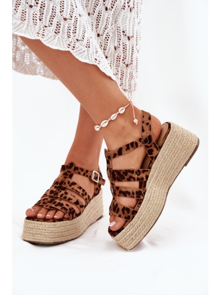 Women's sandals with straps and weaving leopard Pardauss