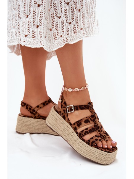 Women's sandals with straps and weaving leopard Pardauss